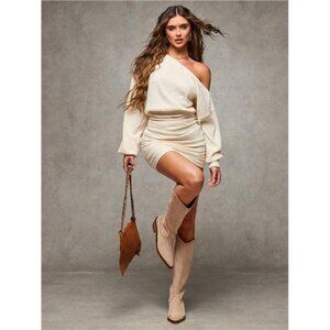 Thermal Knitted Sweater Fall Winter Women Clothes Long Sleeve Boho Winter Dress